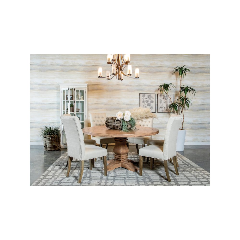 Florence Round 60-inch Wood Dining Table Rustic Honey. Picture 6