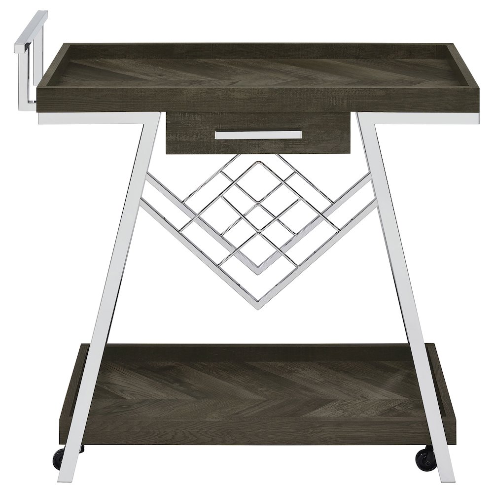 Kinney 1-drawer Engineered Wood Bar Cart Rustic Grey. Picture 4