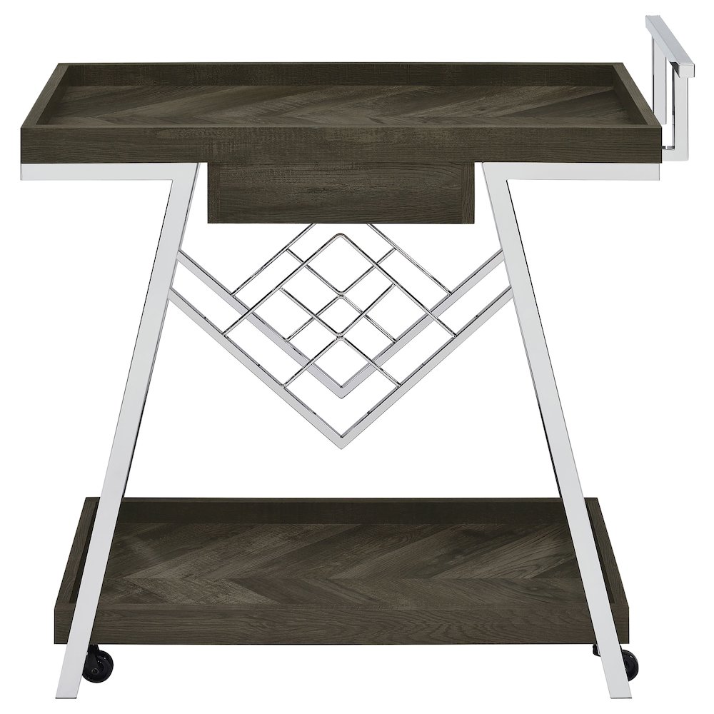 Kinney 1-drawer Engineered Wood Bar Cart Rustic Grey. Picture 7