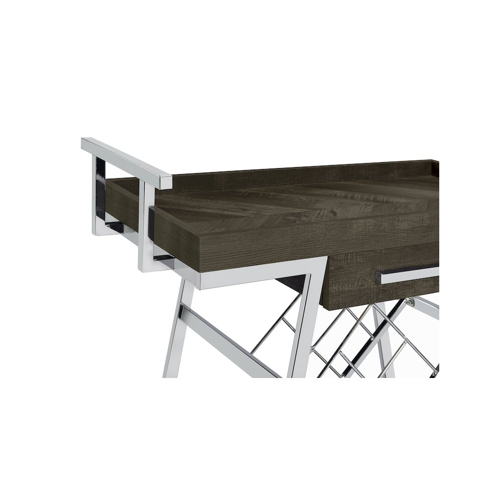 Kinney 1-drawer Engineered Wood Bar Cart Rustic Grey. Picture 11