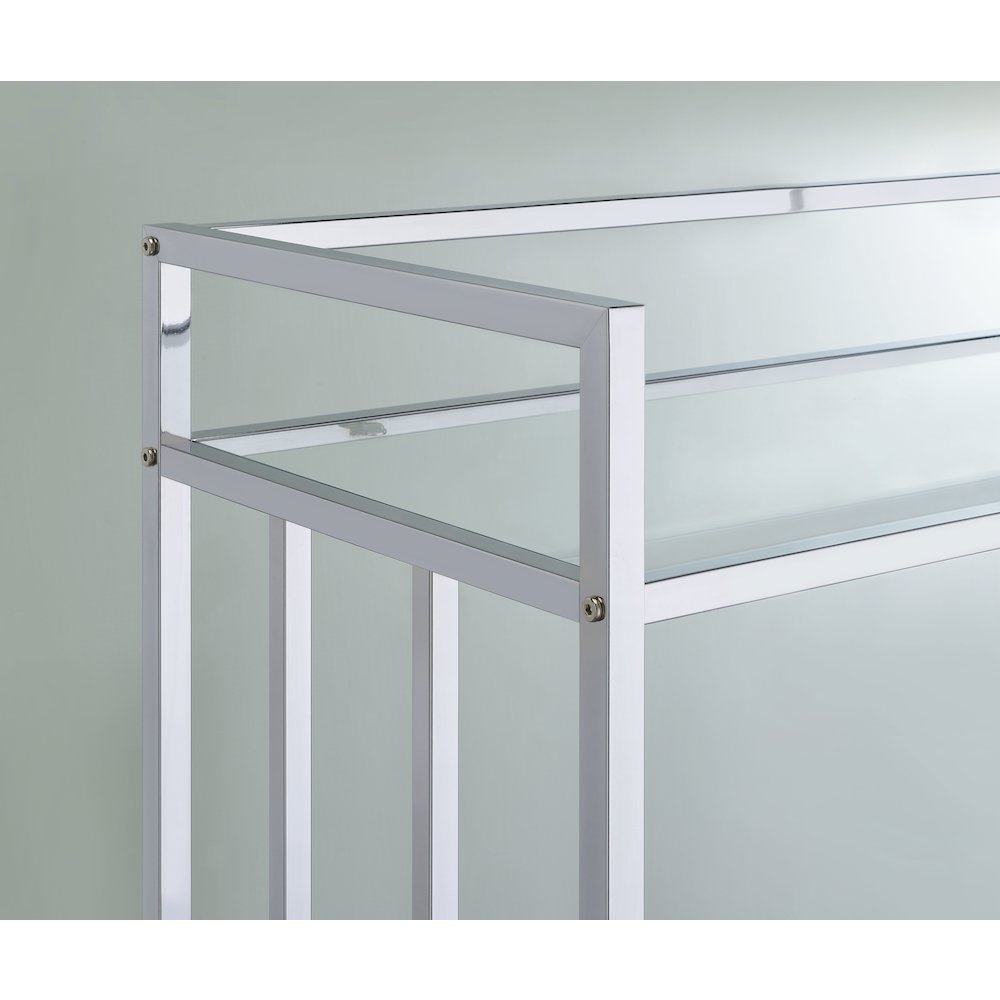 Cara 2-tier Rectangular Glass Shelf Metal Bar Cart Chrome. Picture 10