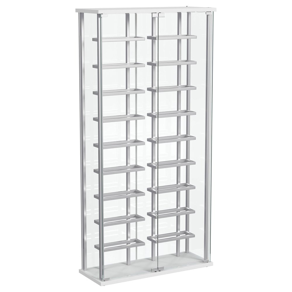 Montara Tempered Glass Wine Storage LED Curio Cabinet Chrome. Picture 1