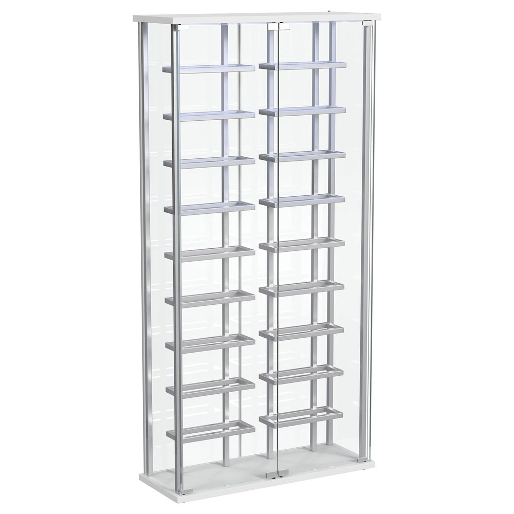 Montara Tempered Glass Wine Storage LED Curio Cabinet Chrome. Picture 3