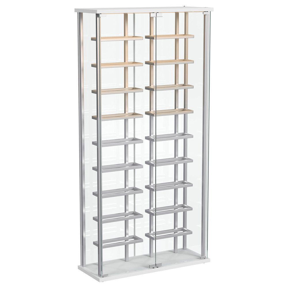 Montara Tempered Glass Wine Storage LED Curio Cabinet Chrome. Picture 4