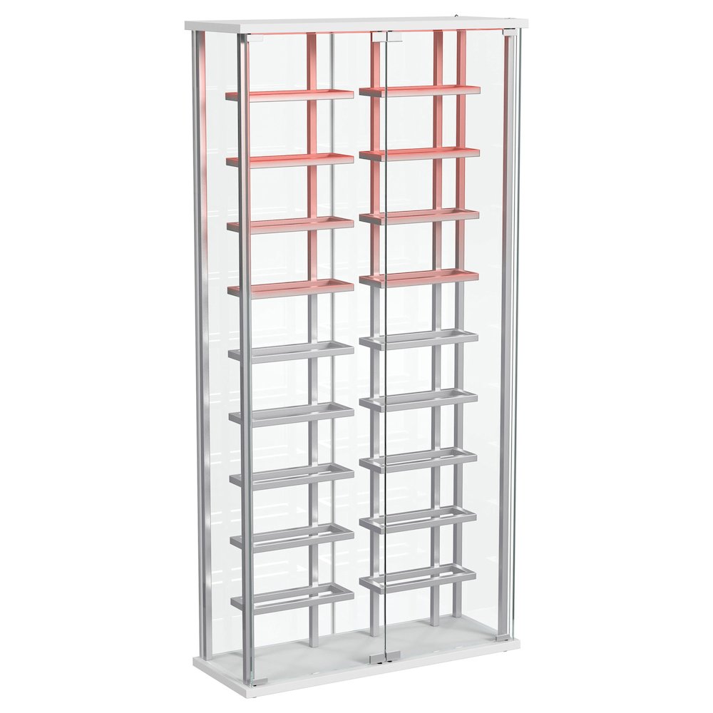 Montara Tempered Glass Wine Storage LED Curio Cabinet Chrome. Picture 5