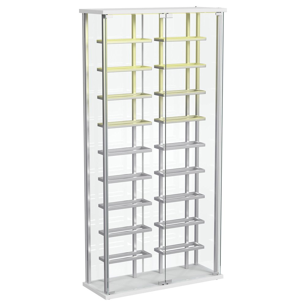Montara Tempered Glass Wine Storage LED Curio Cabinet Chrome. Picture 6