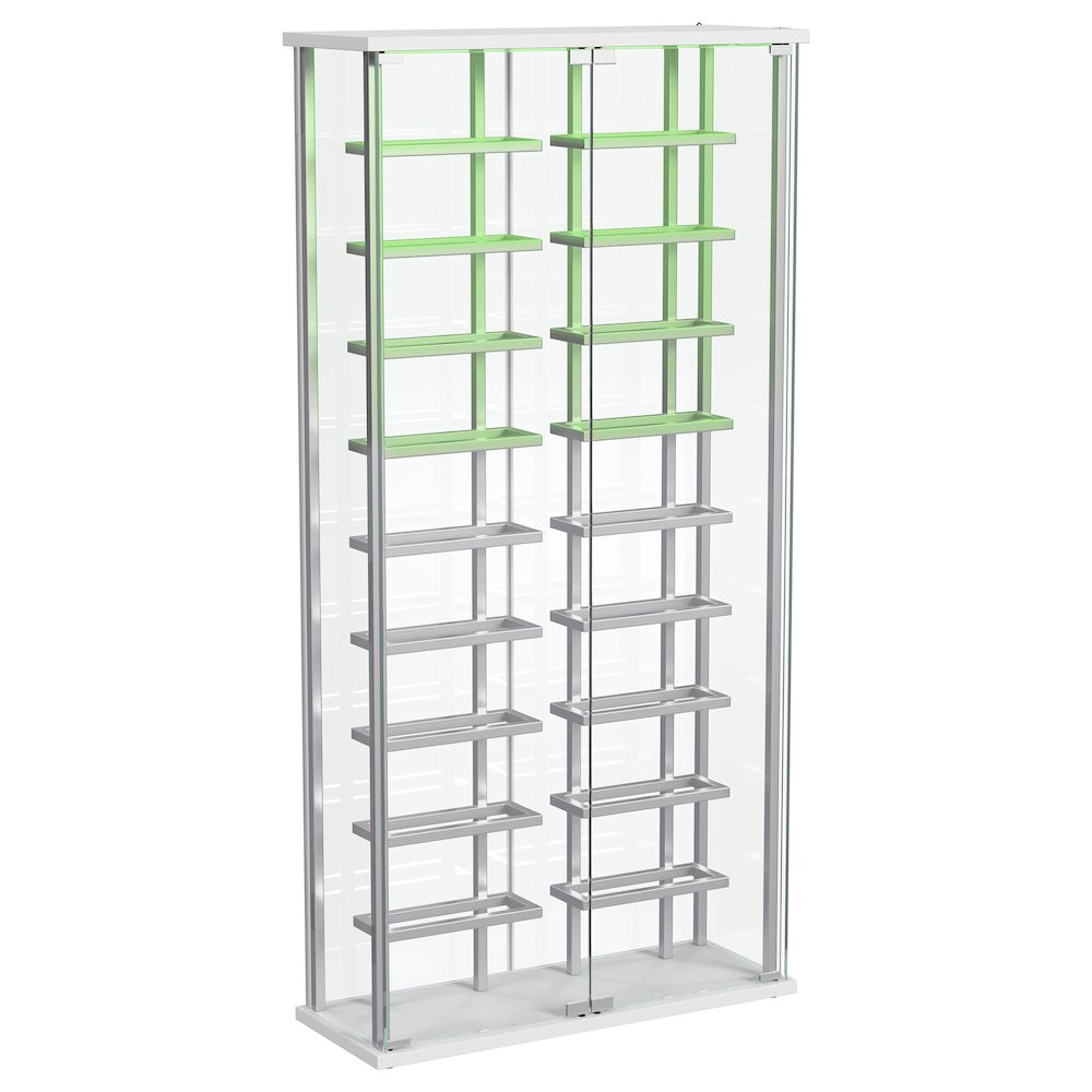 Montara Tempered Glass Wine Storage LED Curio Cabinet Chrome. Picture 7