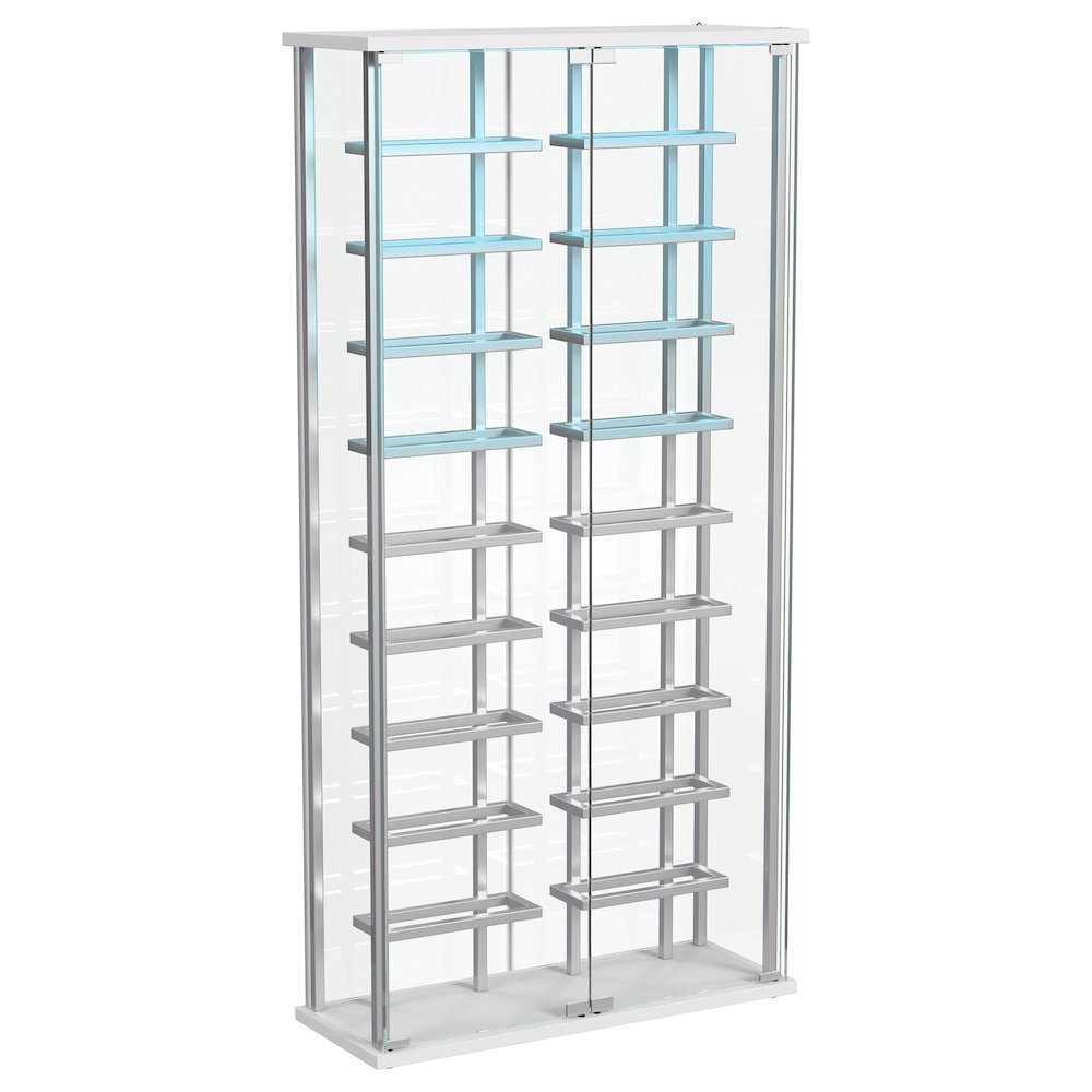 Montara Tempered Glass Wine Storage LED Curio Cabinet Chrome. Picture 8