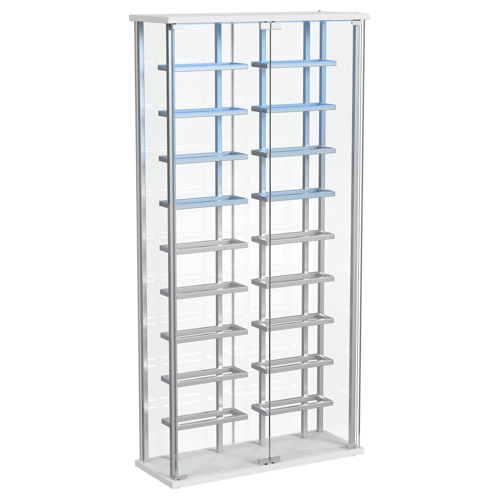 Montara Tempered Glass Wine Storage LED Curio Cabinet Chrome. Picture 9