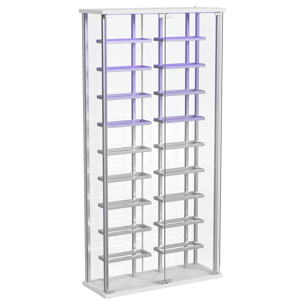 Montara Tempered Glass Wine Storage LED Curio Cabinet Chrome. Picture 10