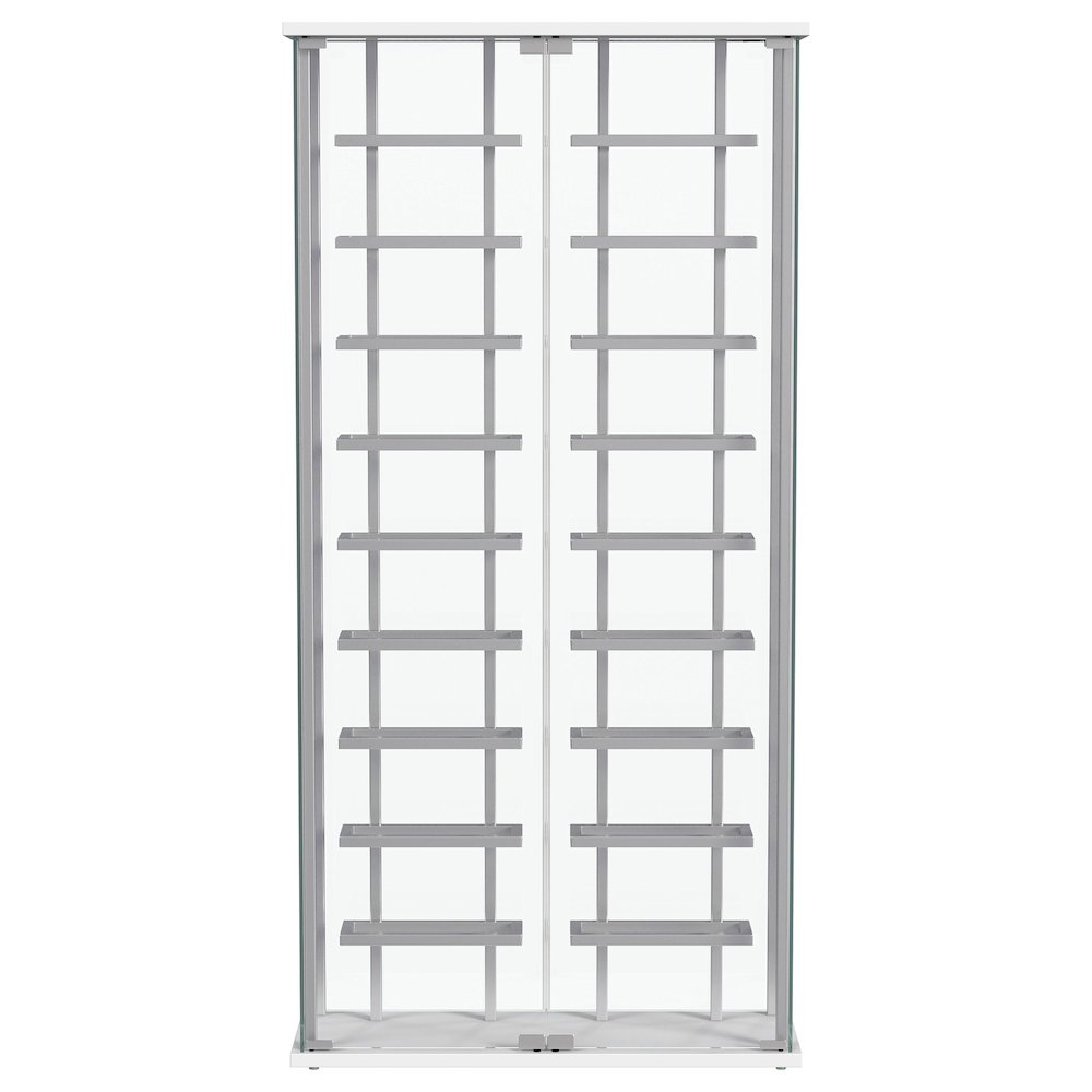 Montara Tempered Glass Wine Storage LED Curio Cabinet Chrome. Picture 11