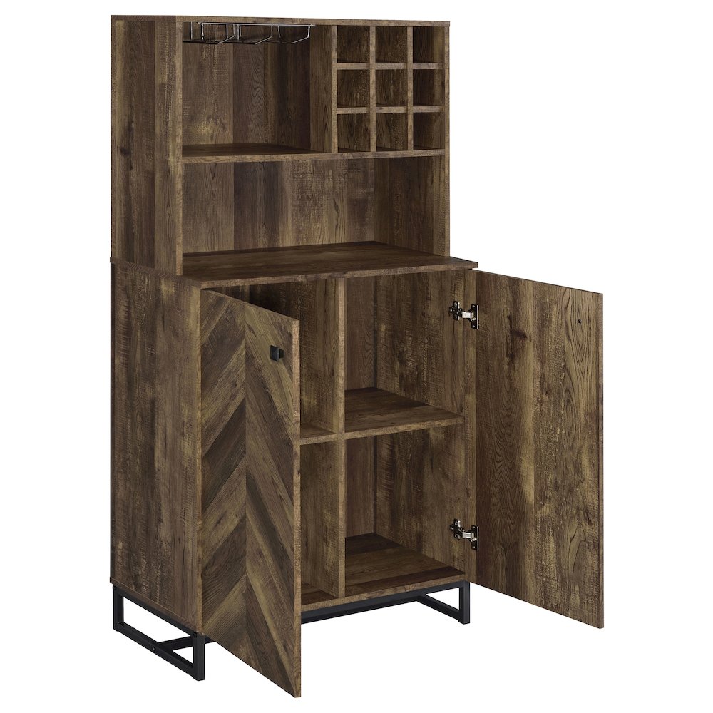 Mendoza 2-door Home Bar Cabinet Wine Storage Rustic Oak. Picture 3