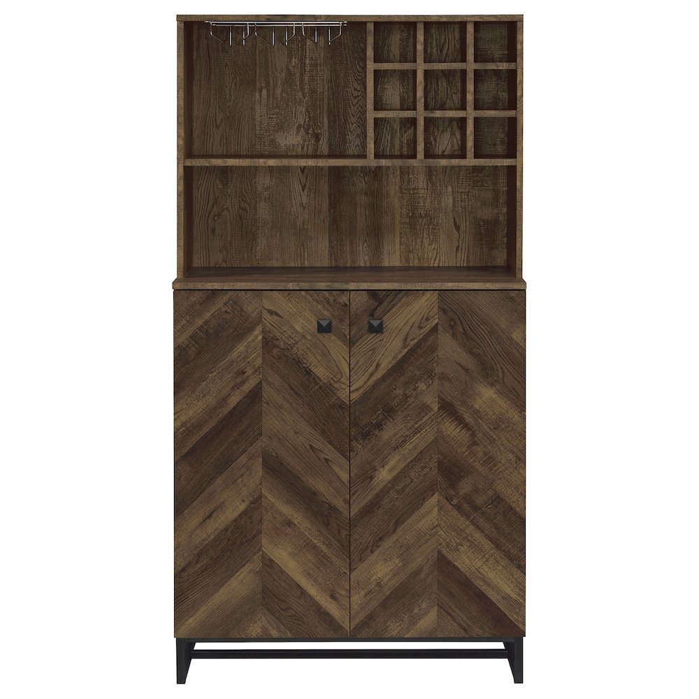 Mendoza 2-door Home Bar Cabinet Wine Storage Rustic Oak. Picture 4
