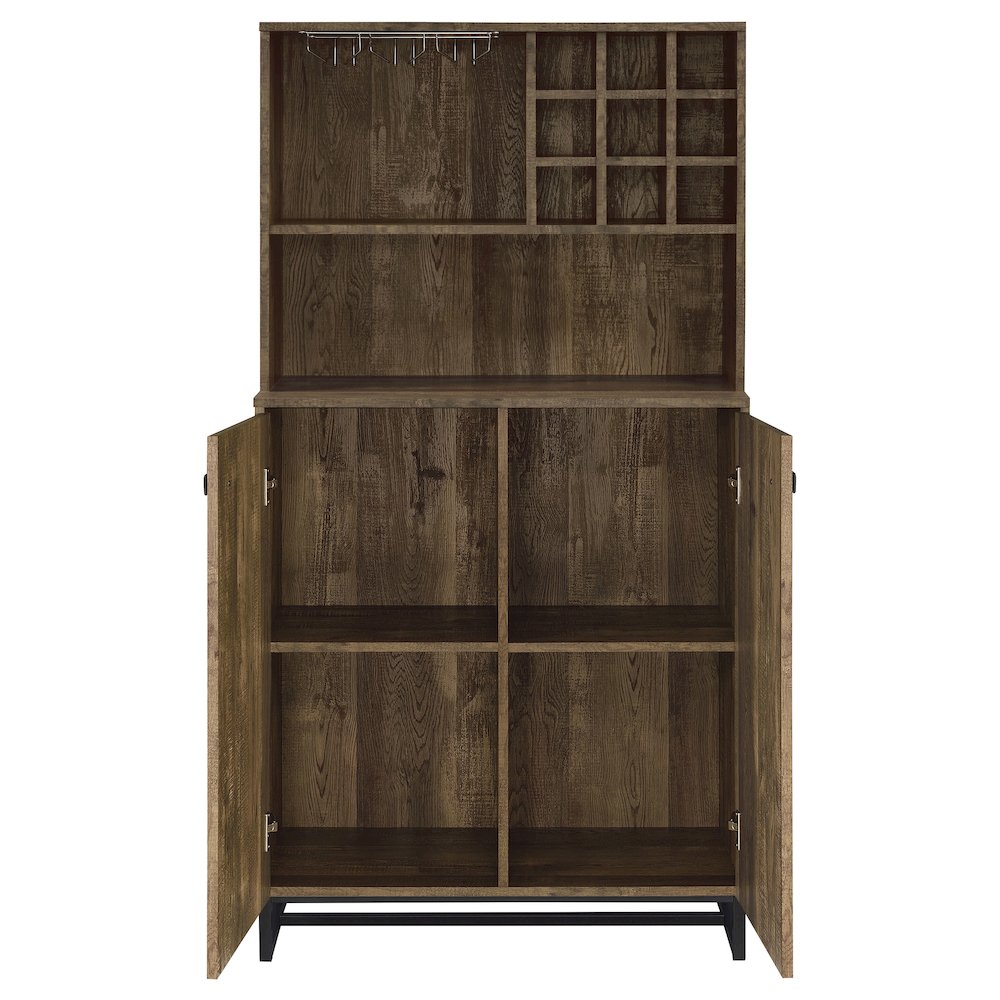 Mendoza 2-door Home Bar Cabinet Wine Storage Rustic Oak. Picture 5