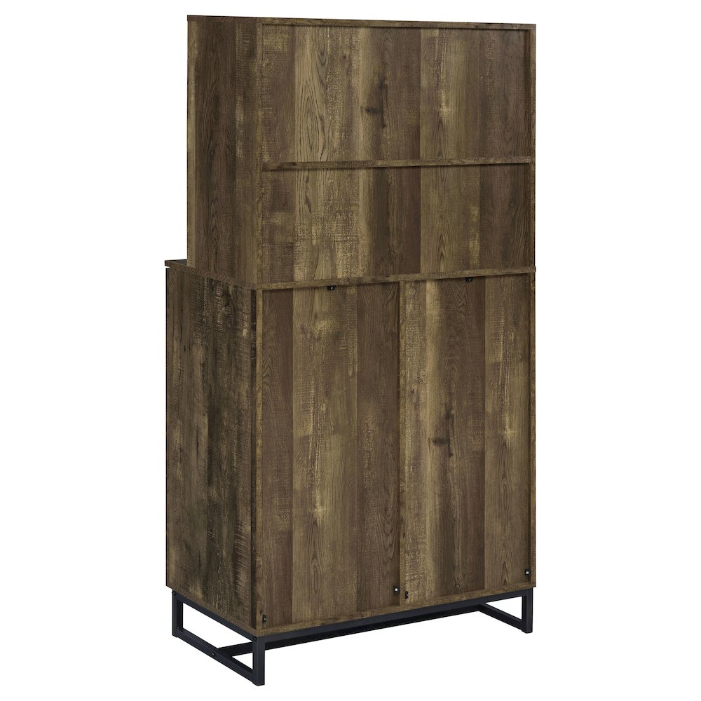 Mendoza 2-door Home Bar Cabinet Wine Storage Rustic Oak. Picture 7