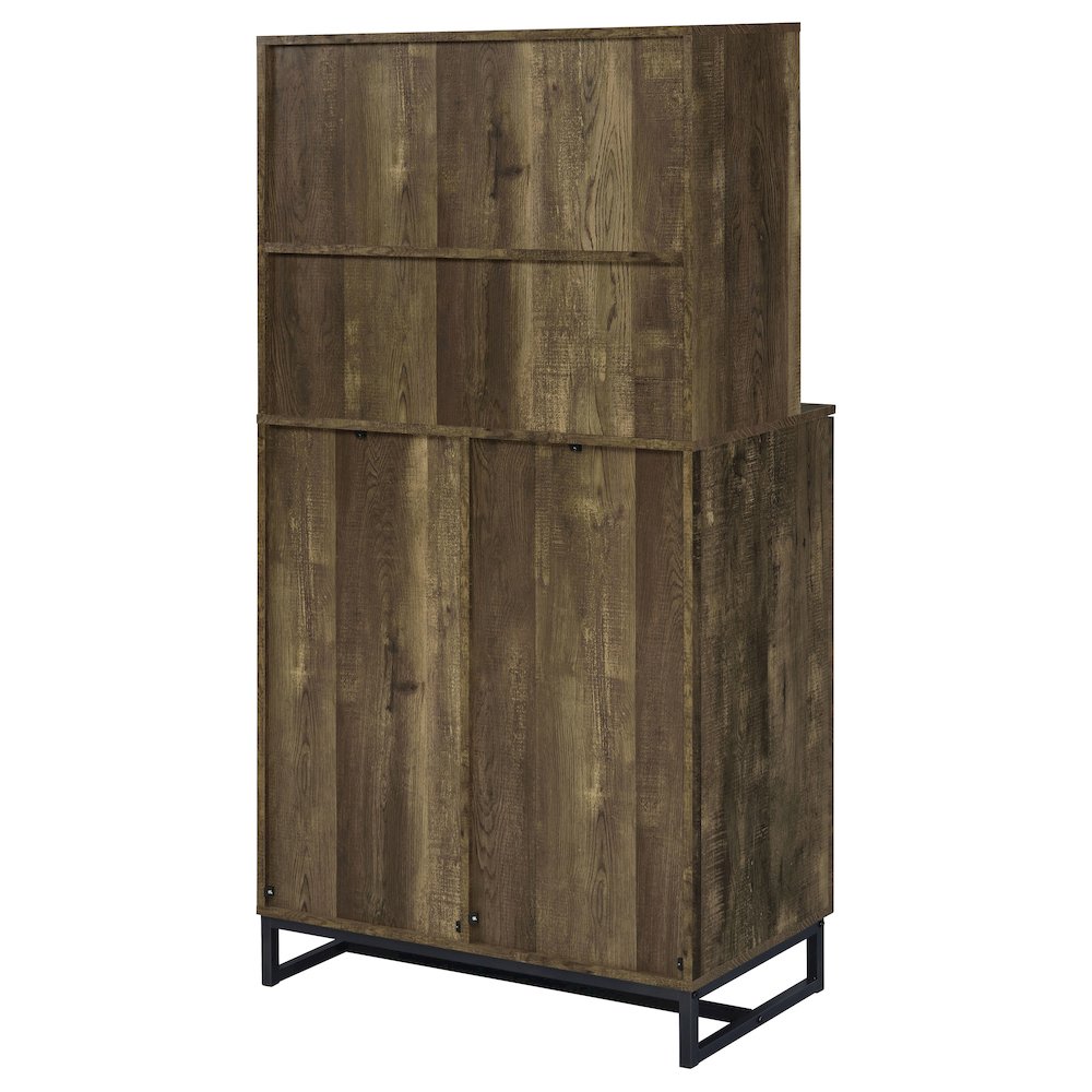 Mendoza 2-door Home Bar Cabinet Wine Storage Rustic Oak. Picture 8