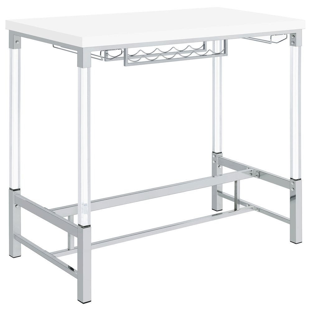 Norcrest 47-inch Acrylic Leg Bar Table White High Gloss. Picture 1