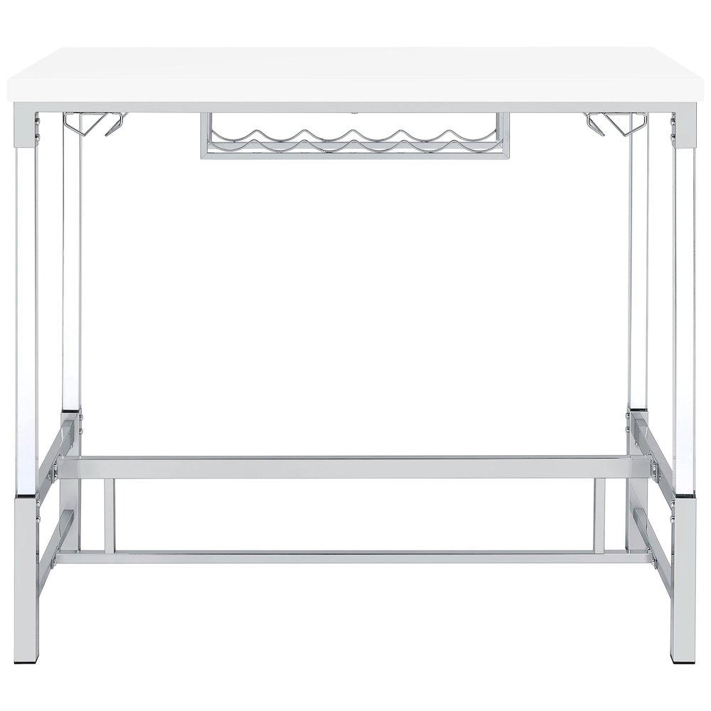 Norcrest 47-inch Acrylic Leg Bar Table White High Gloss. Picture 3