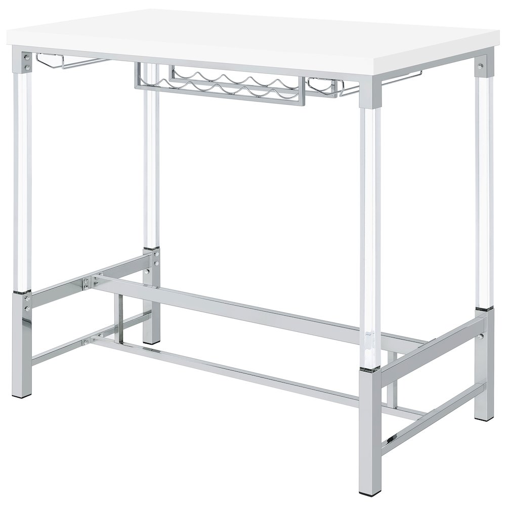 Norcrest 47-inch Acrylic Leg Bar Table White High Gloss. Picture 4