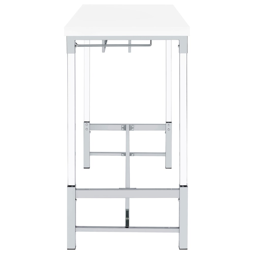 Norcrest 47-inch Acrylic Leg Bar Table White High Gloss. Picture 5