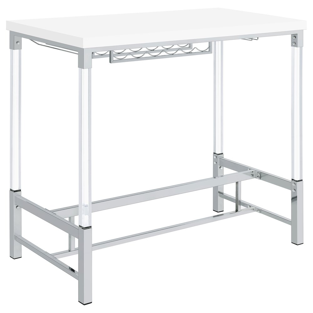 Norcrest 47-inch Acrylic Leg Bar Table White High Gloss. Picture 6