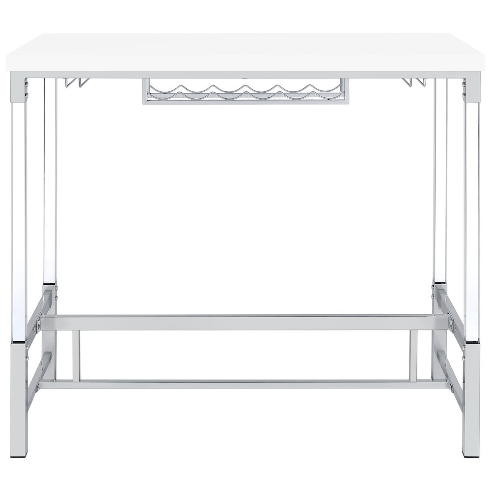 Norcrest 47-inch Acrylic Leg Bar Table White High Gloss. Picture 7