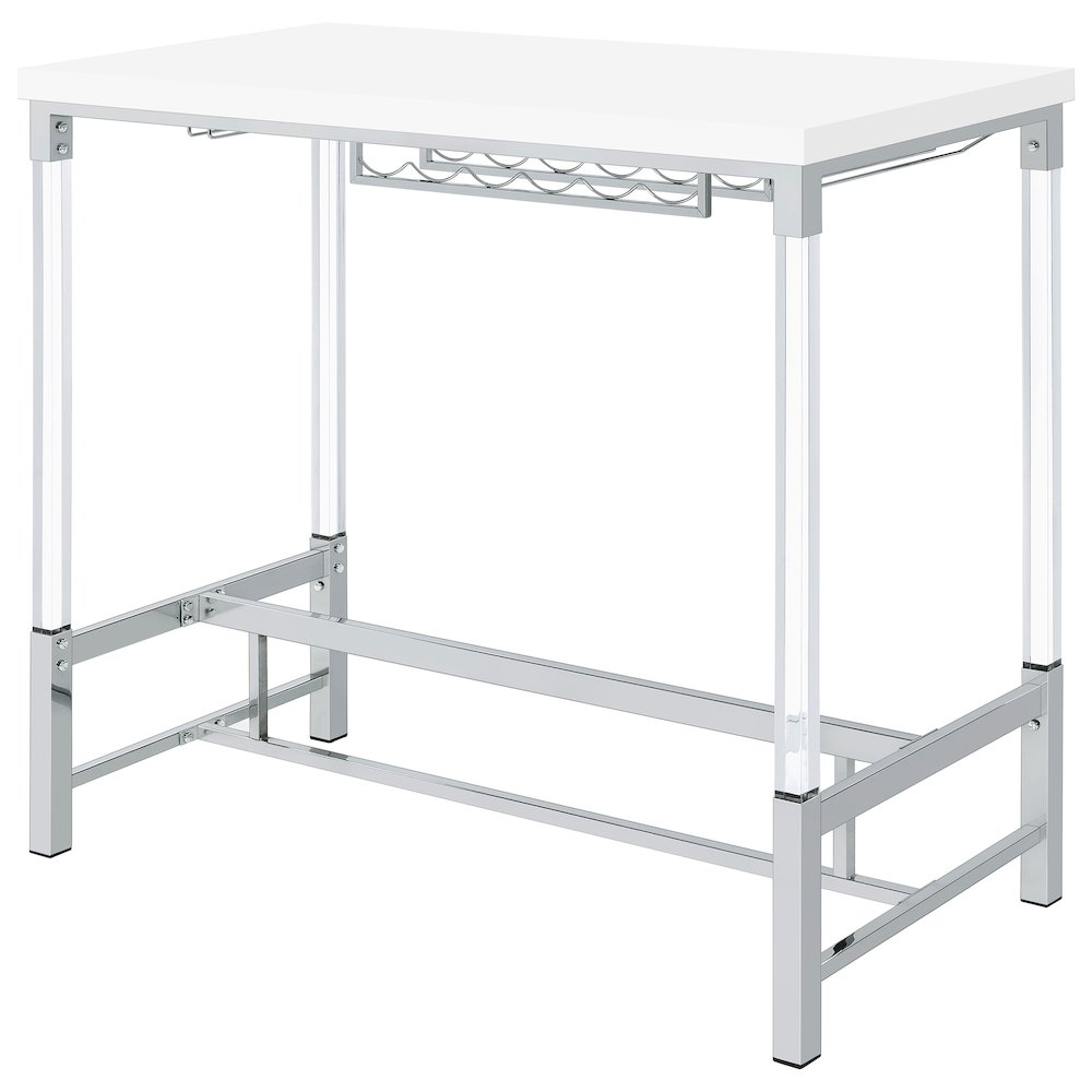 Norcrest 47-inch Acrylic Leg Bar Table White High Gloss. Picture 8
