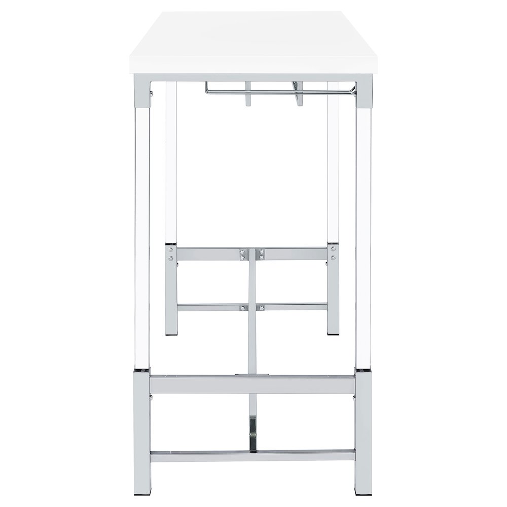 Norcrest 47-inch Acrylic Leg Bar Table White High Gloss. Picture 9
