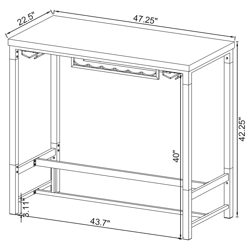 Norcrest 47-inch Acrylic Leg Bar Table White High Gloss. Picture 15