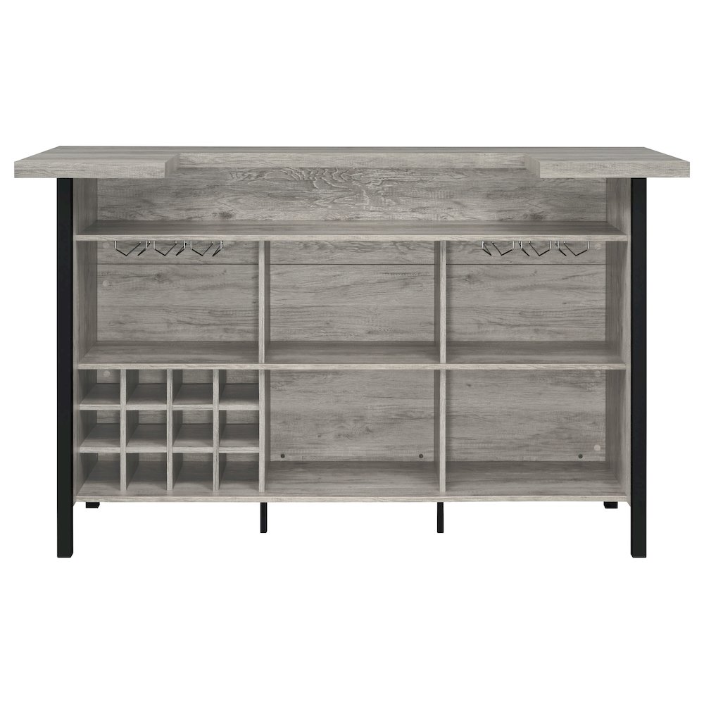 Bellemore Freestanding Home Bar Wine Cabinet Grey Driftwood. Picture 7
