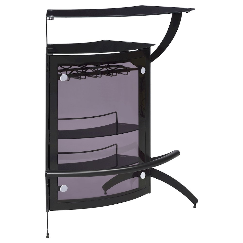 Dallas 2-shelf Curved Freestanding Home Bar Cabinet Black. Picture 1