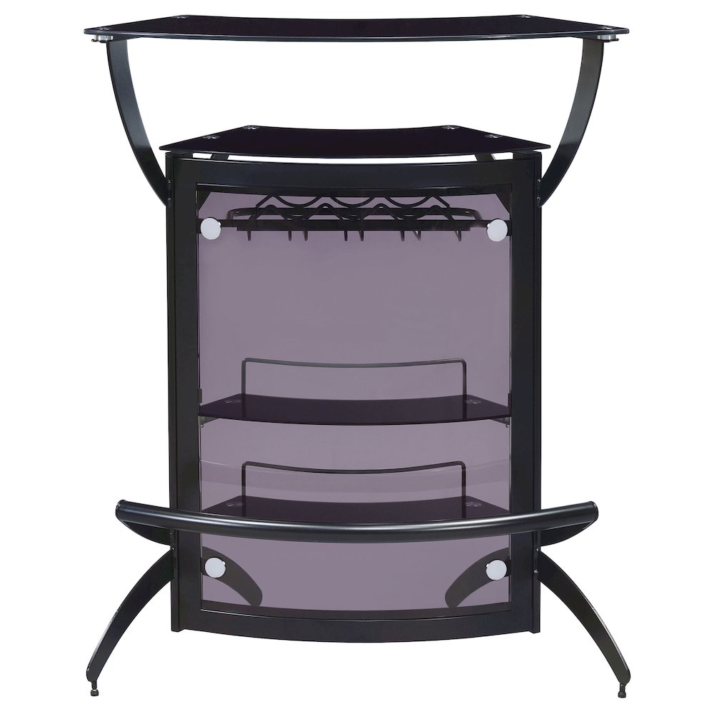 Dallas 2-shelf Curved Freestanding Home Bar Cabinet Black. Picture 3