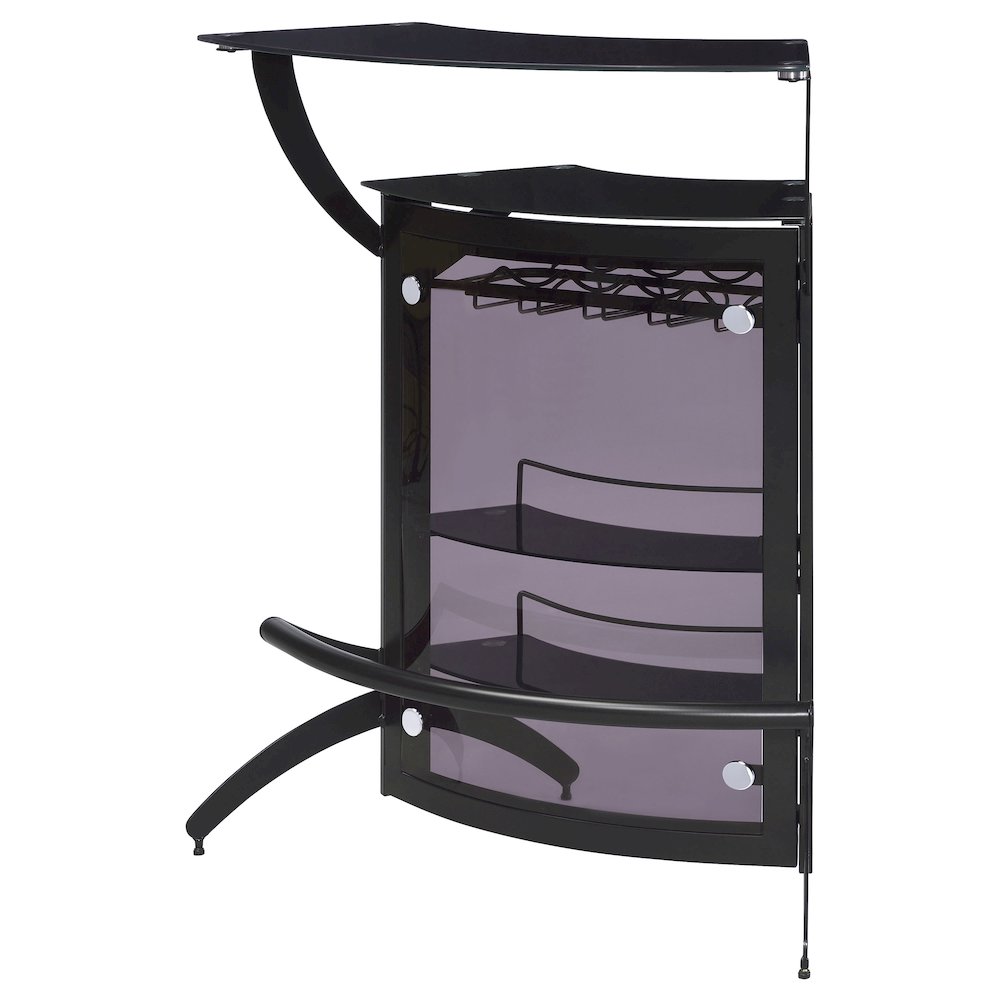 Dallas 2-shelf Curved Freestanding Home Bar Cabinet Black. Picture 4