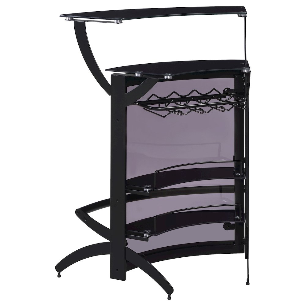 Dallas 2-shelf Curved Freestanding Home Bar Cabinet Black. Picture 6