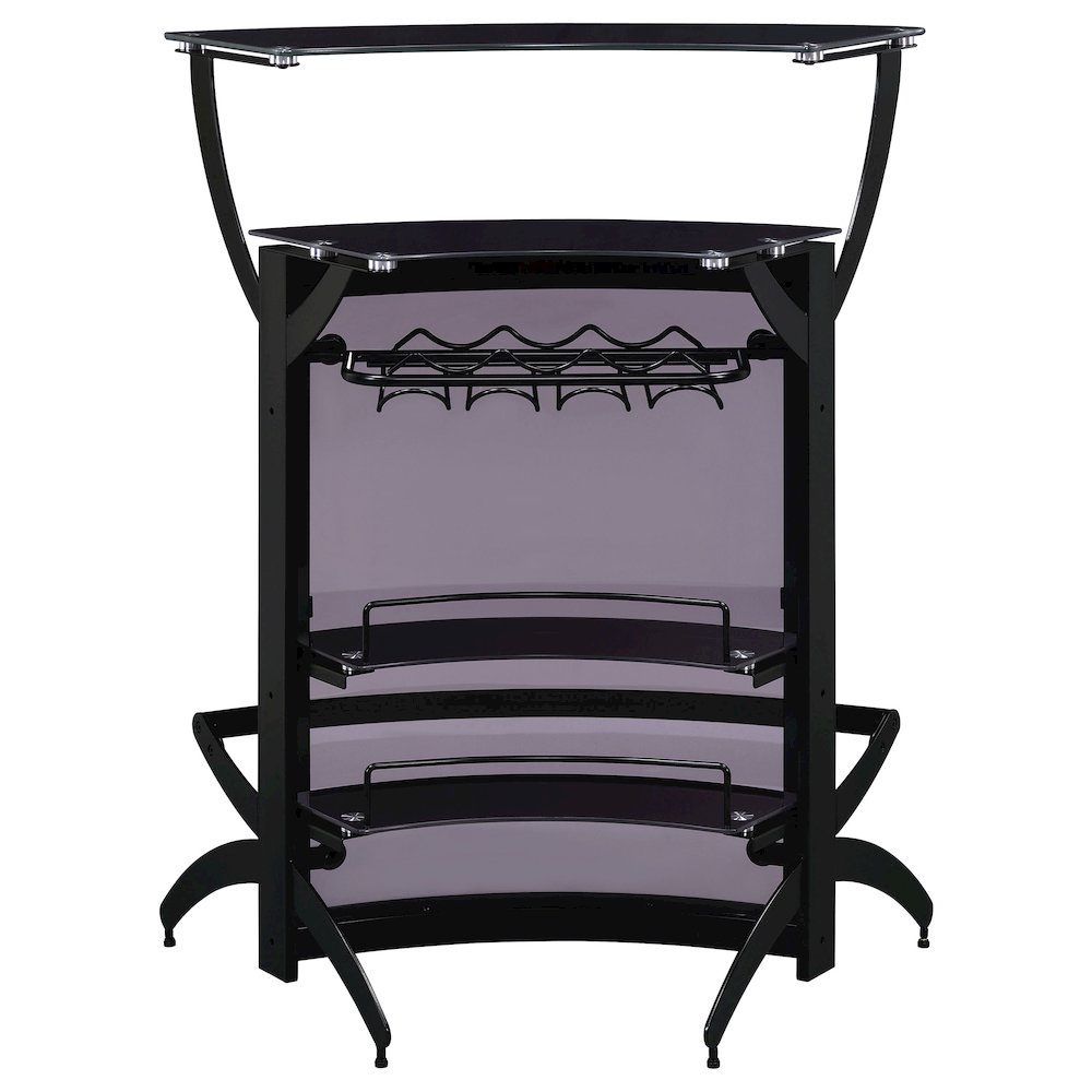 Dallas 2-shelf Curved Freestanding Home Bar Cabinet Black. Picture 7