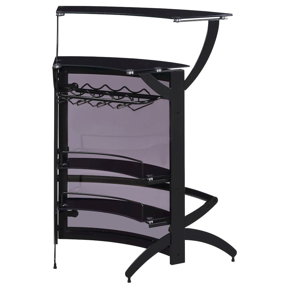 Dallas 2-shelf Curved Freestanding Home Bar Cabinet Black. Picture 8