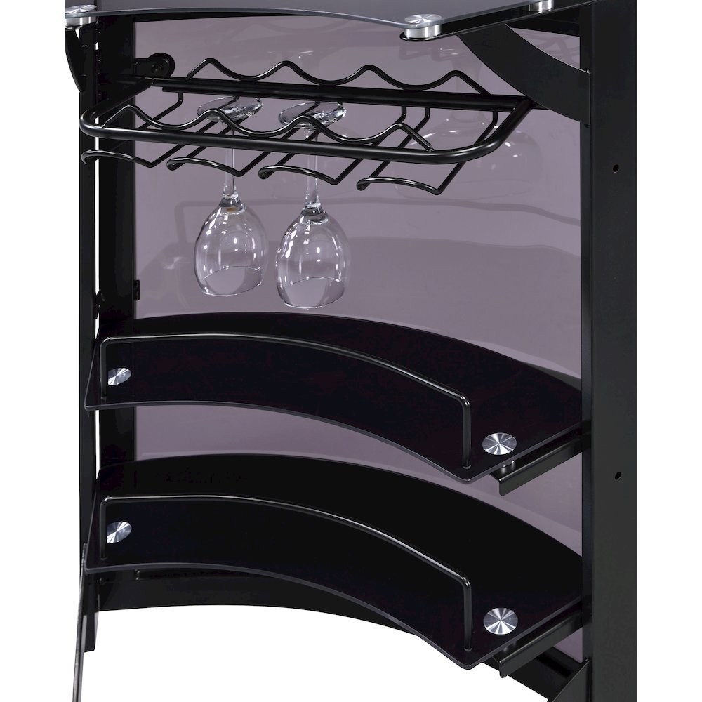 Dallas 2-shelf Curved Freestanding Home Bar Cabinet Black. Picture 13
