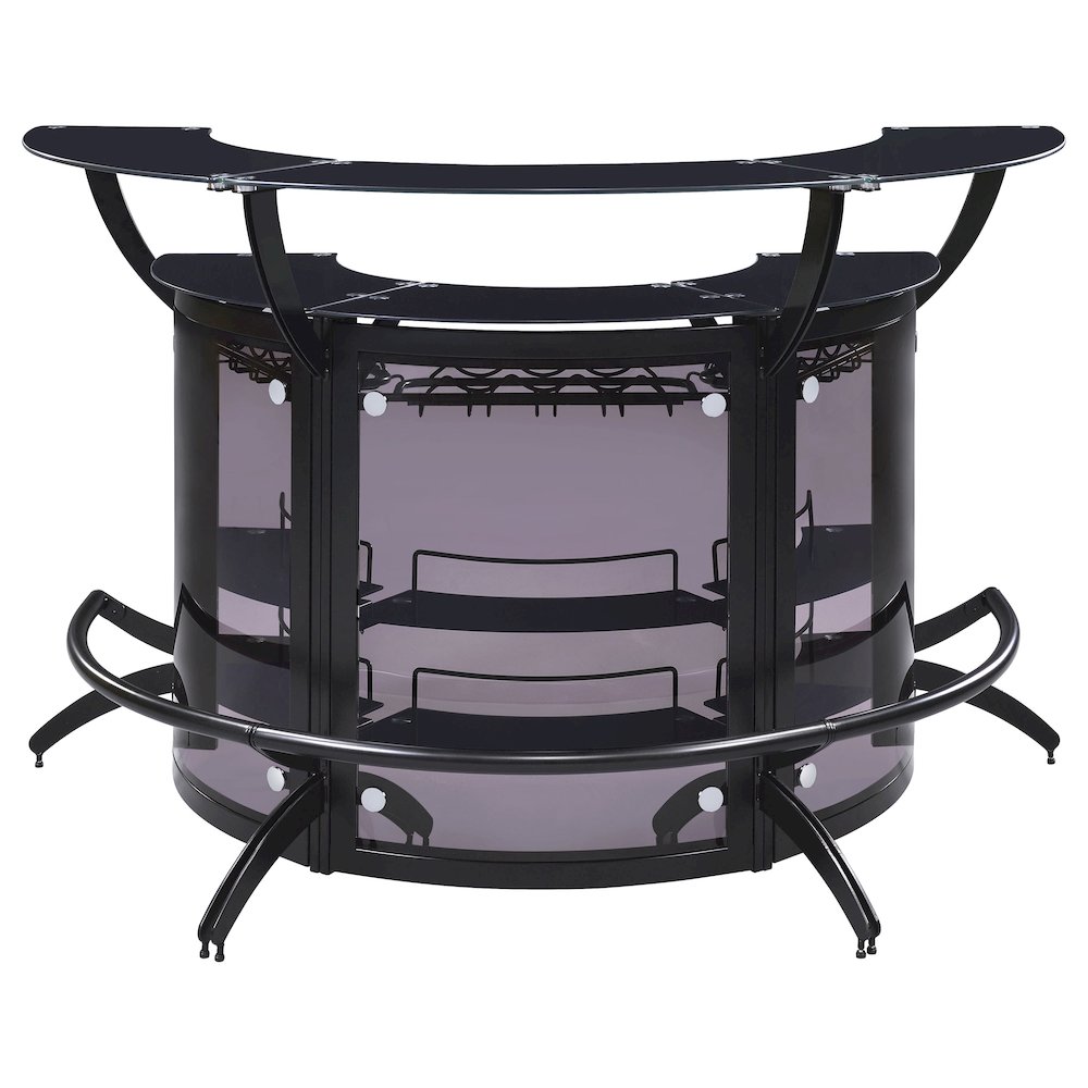 Dallas 3-piece Curved Freestanding Home Bar Cabinet Black. Picture 3