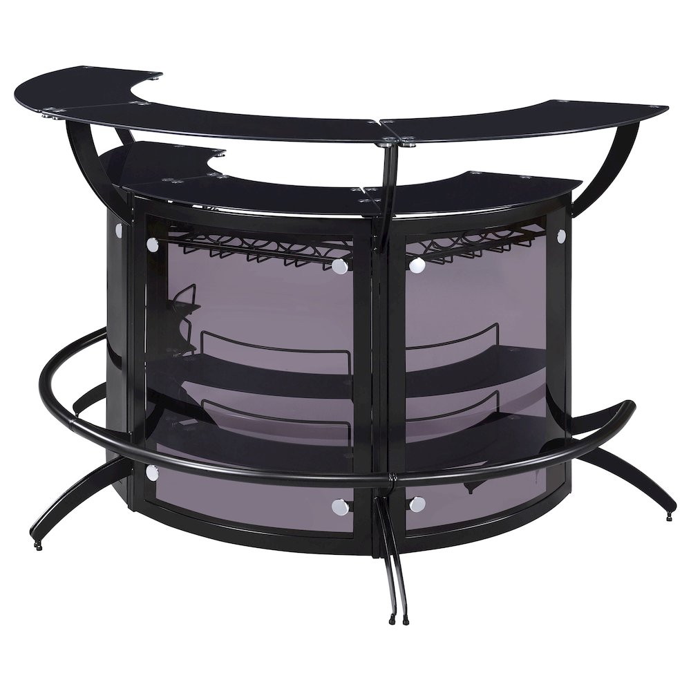 Dallas 3-piece Curved Freestanding Home Bar Cabinet Black. Picture 4