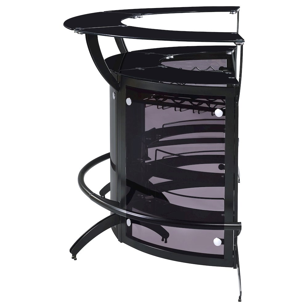 Dallas 3-piece Curved Freestanding Home Bar Cabinet Black. Picture 5