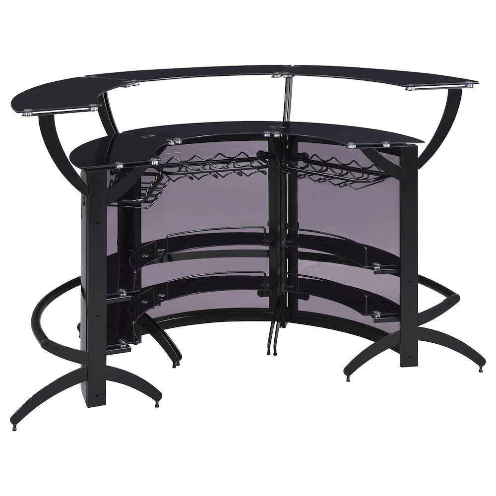 Dallas 3-piece Curved Freestanding Home Bar Cabinet Black. Picture 6