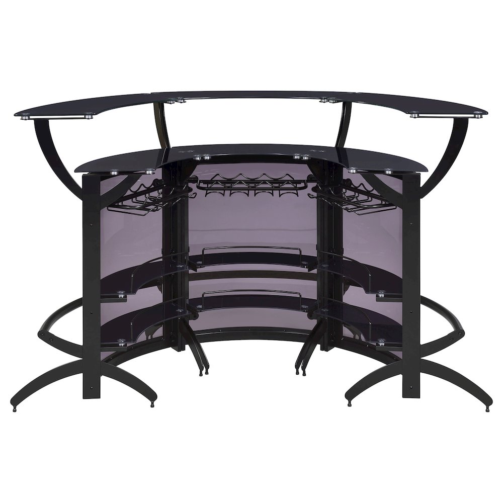 Dallas 3-piece Curved Freestanding Home Bar Cabinet Black. Picture 7