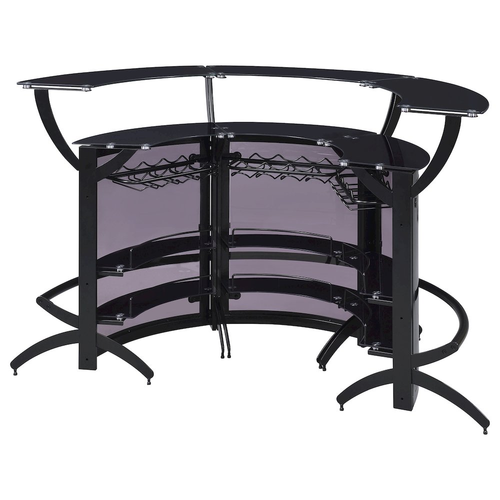 Dallas 3-piece Curved Freestanding Home Bar Cabinet Black. Picture 8