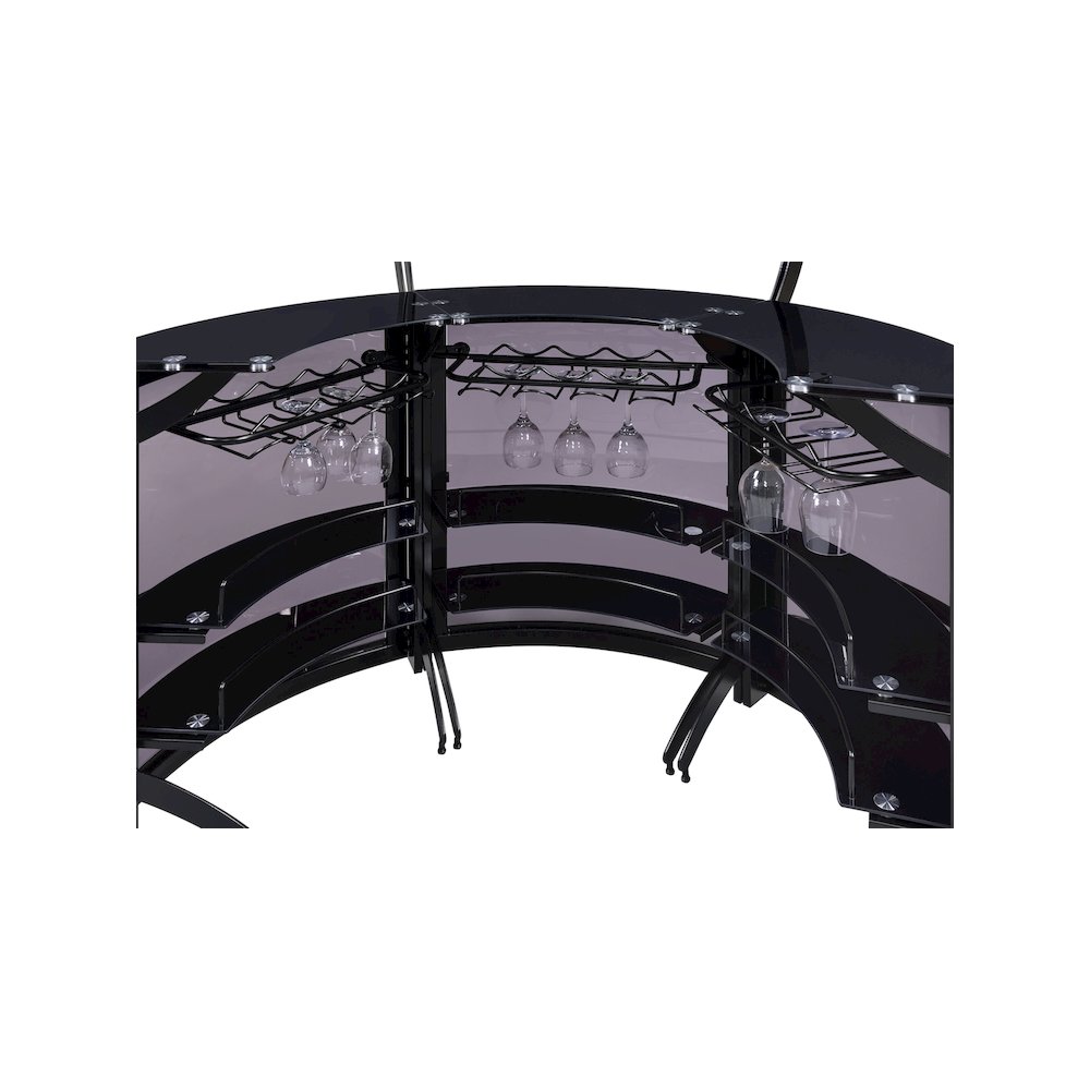 Dallas 3-piece Curved Freestanding Home Bar Cabinet Black. Picture 13