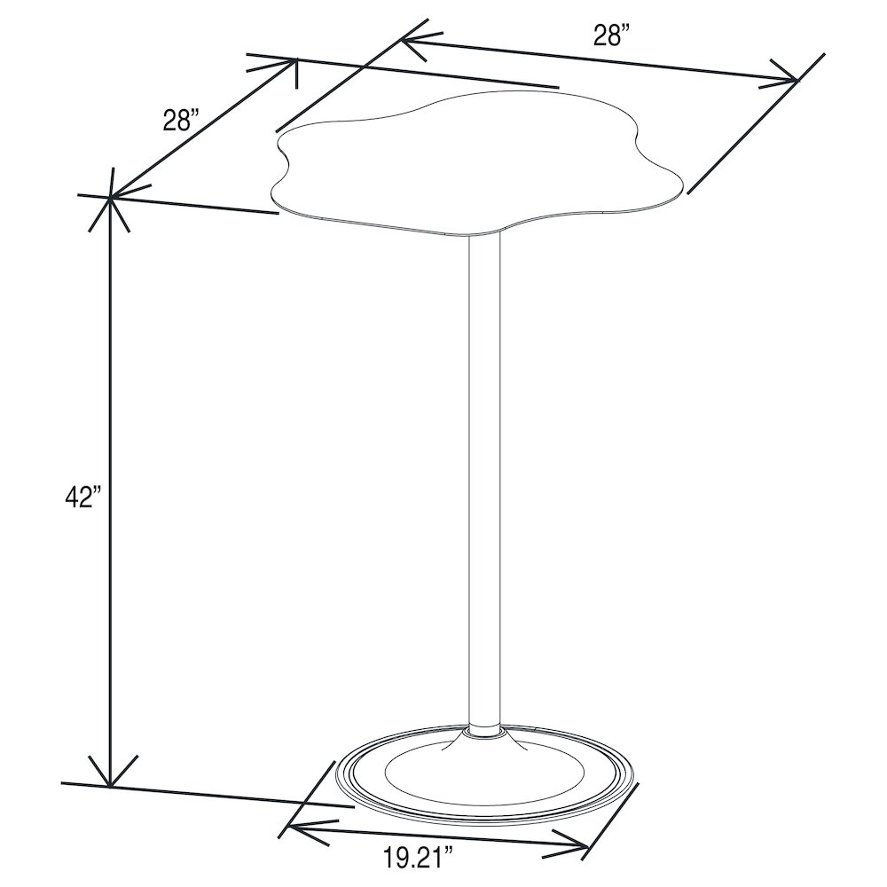 Keanu Curved 29-inch Cloud-Shaped Bistro Bar Table Black. Picture 12