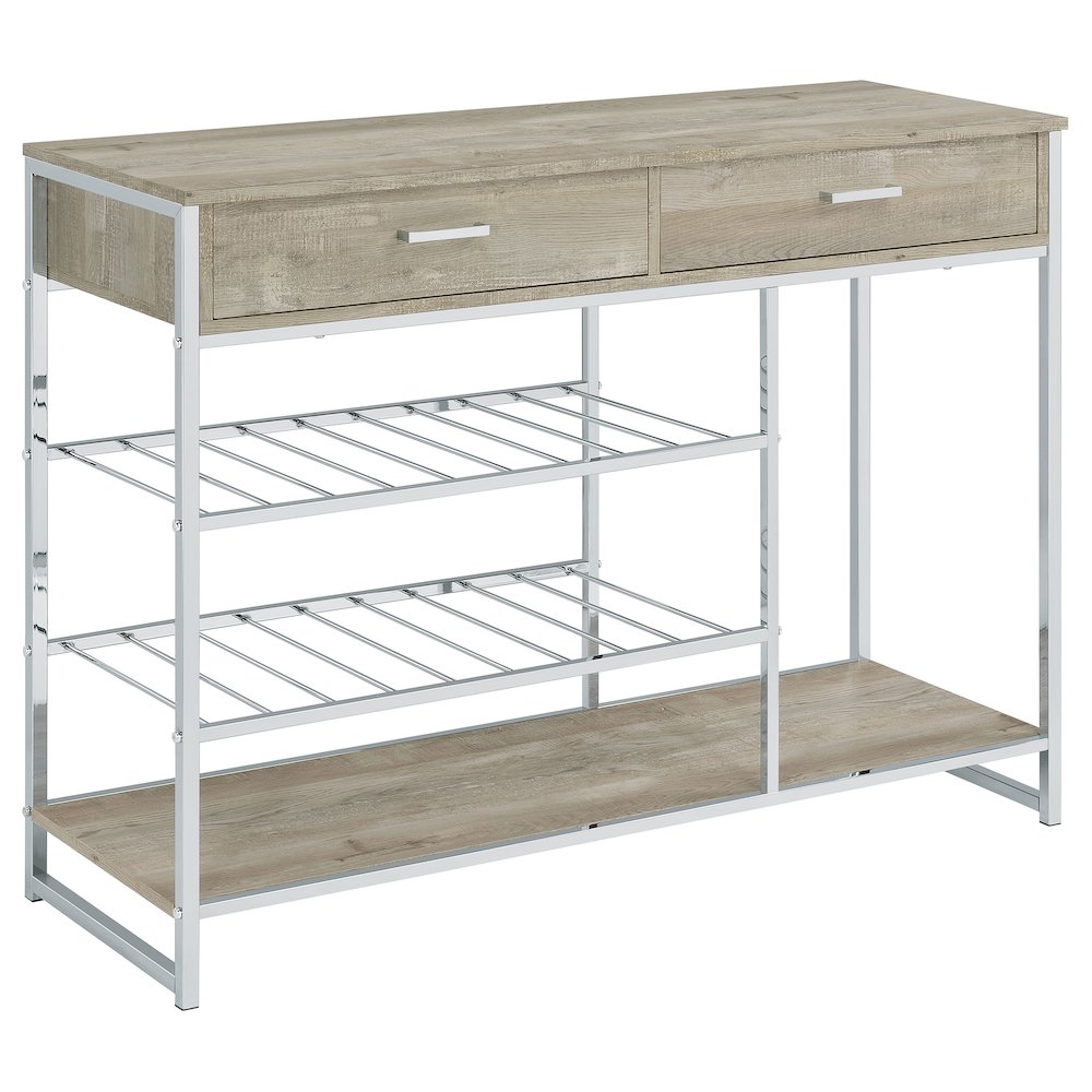 Melrose 2-drawer Home Bar Storage with Wine Rack Grey. Picture 1