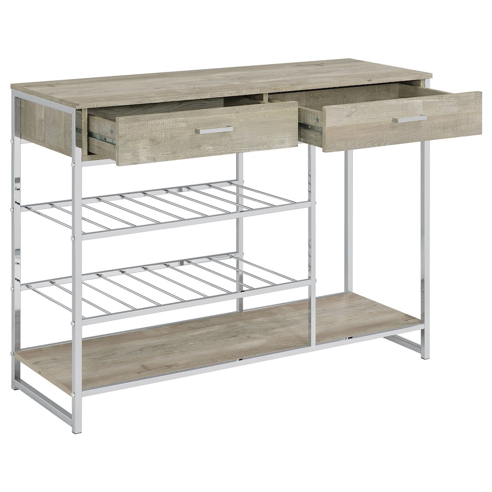 Melrose 2-drawer Home Bar Storage with Wine Rack Grey. Picture 3