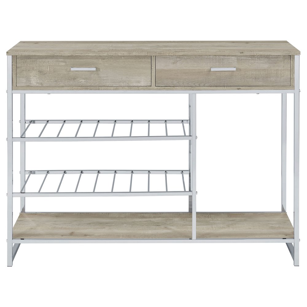 Melrose 2-drawer Home Bar Storage with Wine Rack Grey. Picture 4