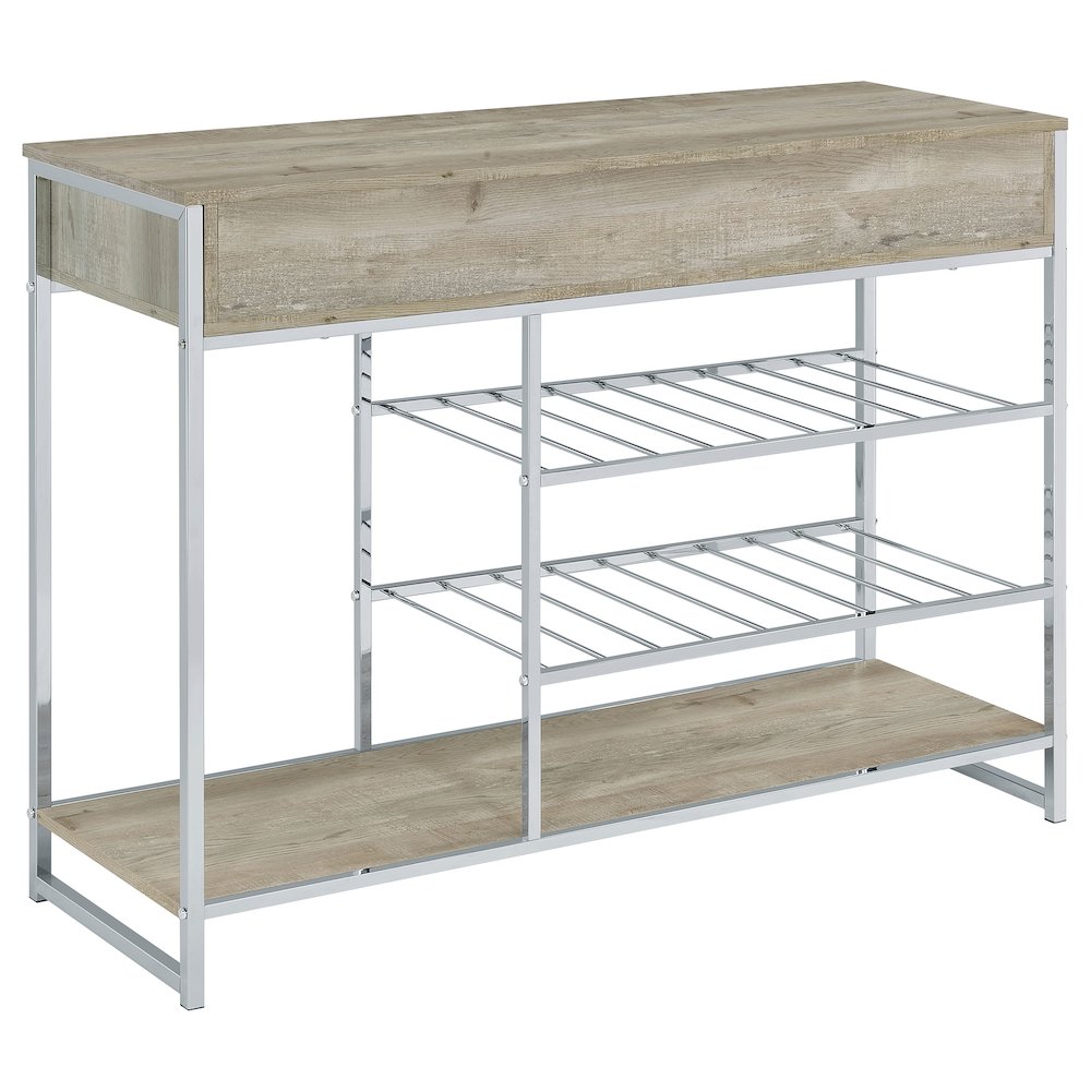 Melrose 2-drawer Home Bar Storage with Wine Rack Grey. Picture 6