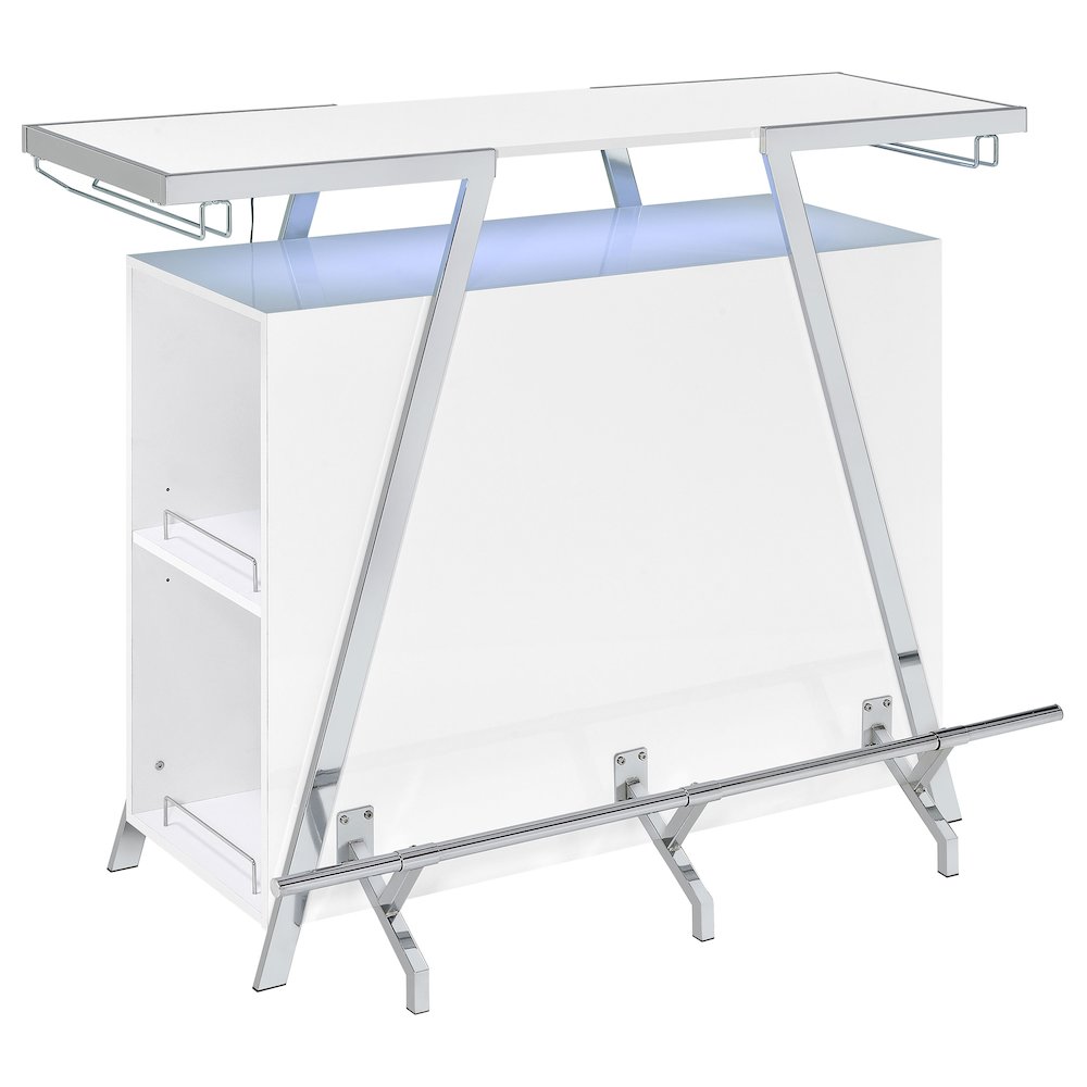 Araceli Freestanding LED Home Bar Cabinet White High Gloss. Picture 4